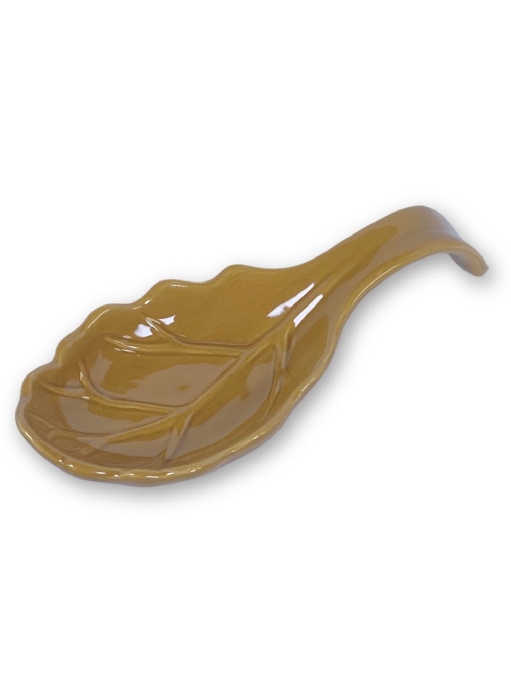 Tabletops Gallery Vintage Gold Painted Leaf Ceramic Spoon Rest Fall Decor